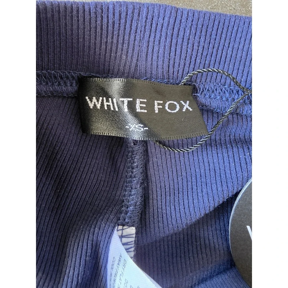 NWT White Fox Biker Shorts Women XS Navy Ribbed Casual Athleisure Bike